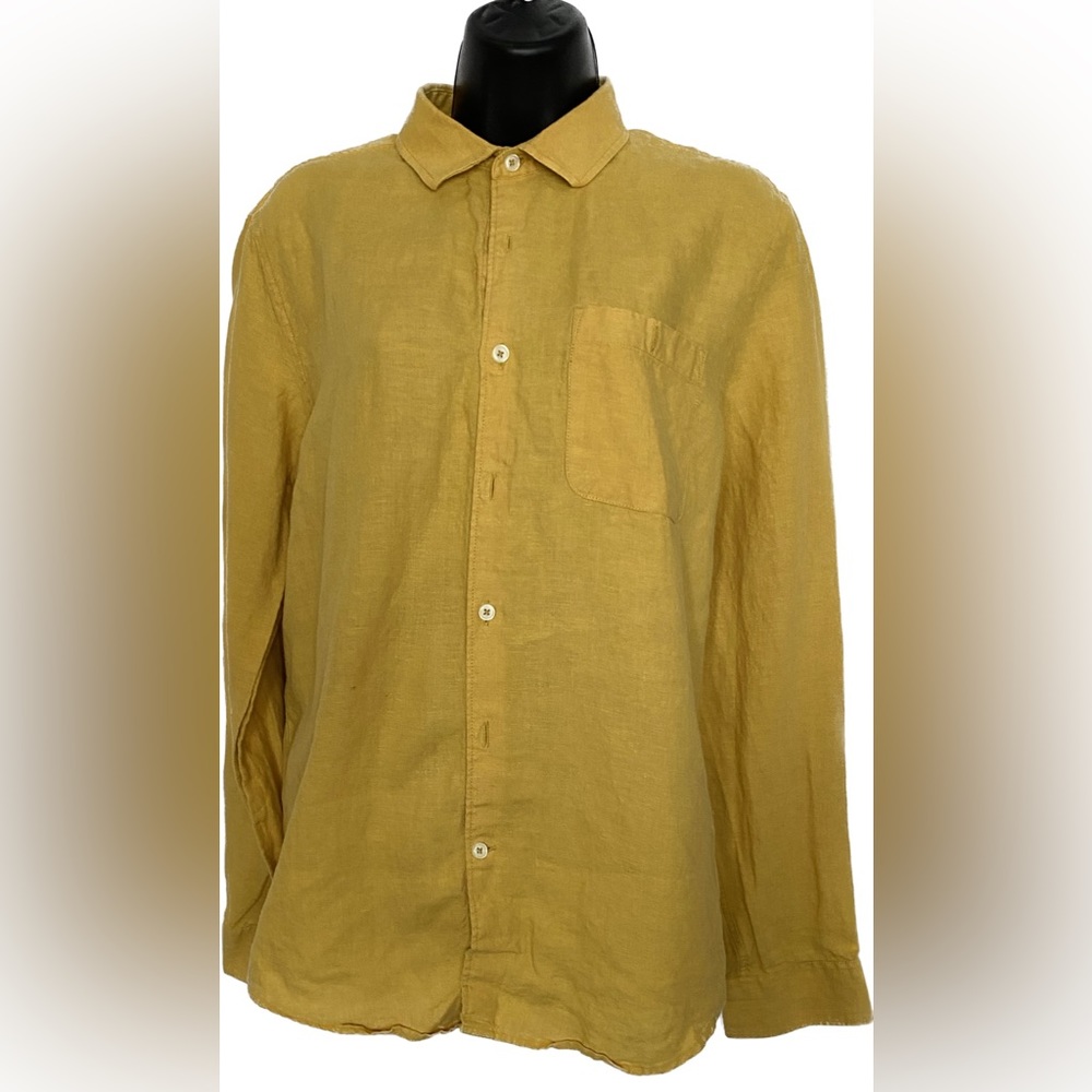Simons MUSTARD Linen Button Down, XS Winter Sale